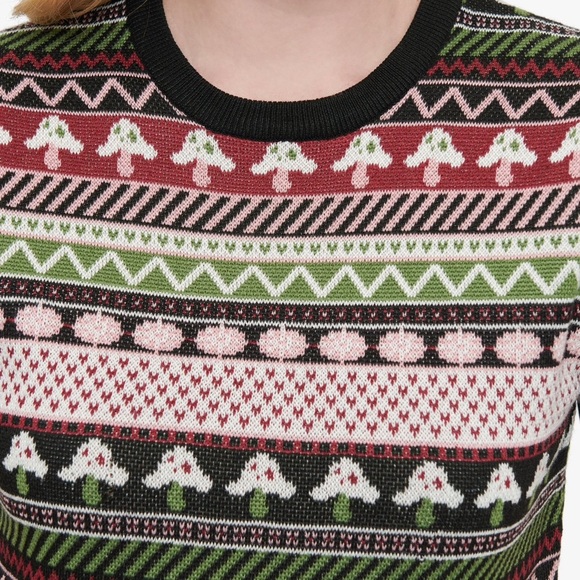 Unique Vintage 1950s Mushroom Jacquard Sweater, Multi, XS/S, NWT - Picture 3 of 4